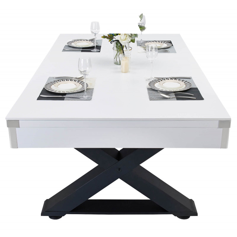 Billard table Guillaume Cross Blanc 7 FT - pieds design et 3 en 1