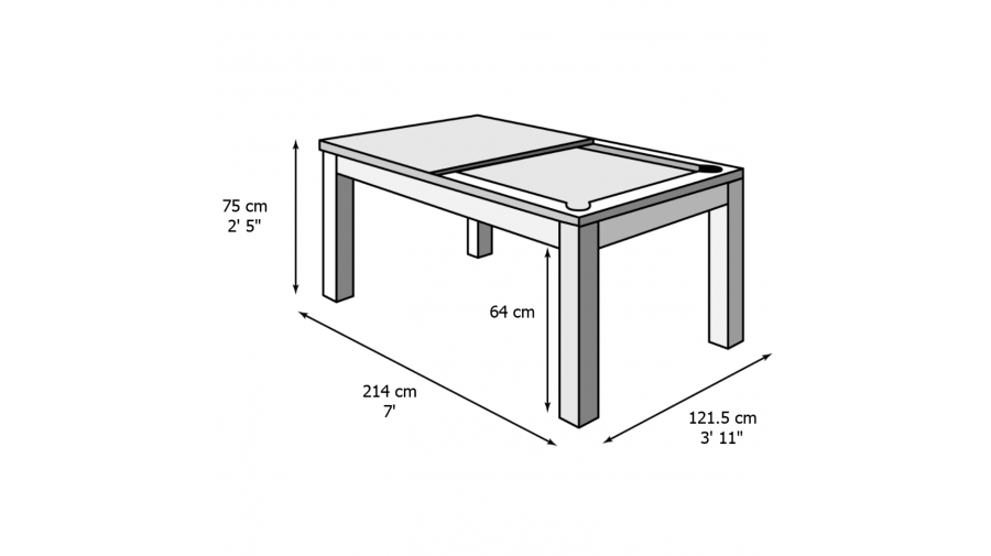 Billard table Guillaume 7 FT Elio pieds en métal