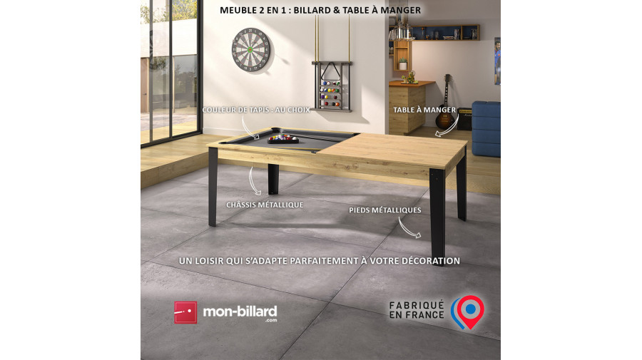 Billard table Guillaume 7 FT Elio pieds en métal